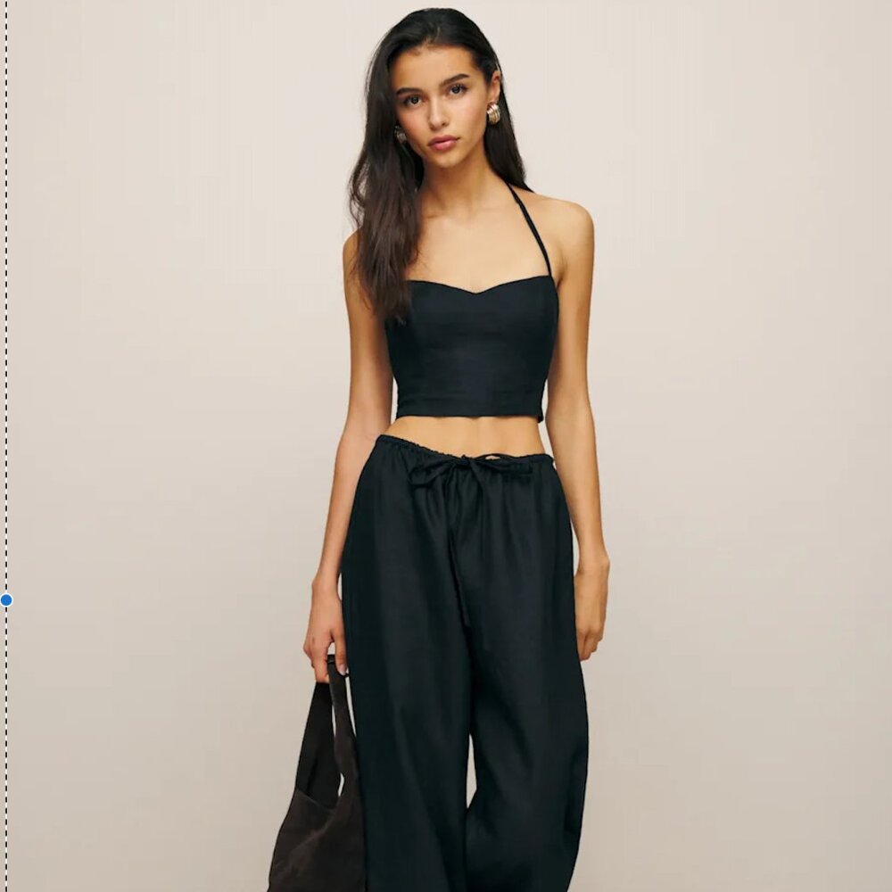 Reformation Jaida Linen Two Piece Black - Size XL